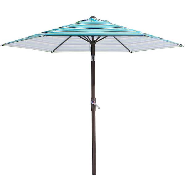 Unbranded 7.5 ft. Metal Market Tilt Patio Umbrella in Elegant Blue-White Stripe