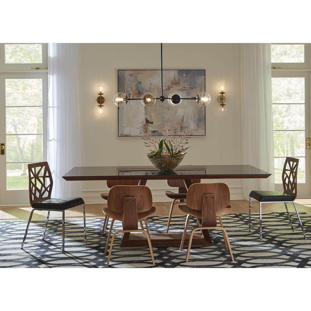 Atwell Collection 40 in. 4-Light Matte Black Mid-Century Modern Island Light Chandelier with Clear Glass Shade price history on PriceWatchPro