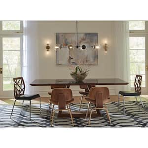 Atwell Collection 40 in. 4-Light Matte Black Mid-Century Modern Island Light Chandelier with Clear Glass Shade
