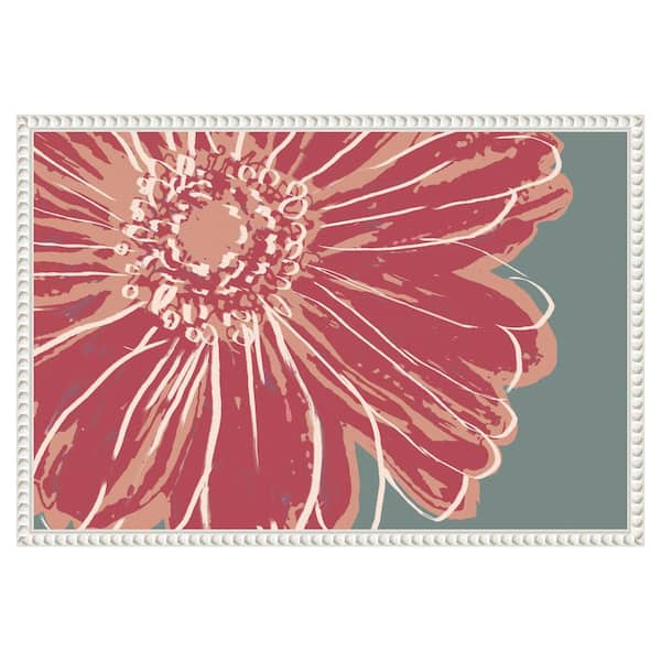 Amanti Art Flower Pop Sketch IV Red by Marie Elaine Cusson 23 in. W x 16 in. H Canvas Float Frame in White