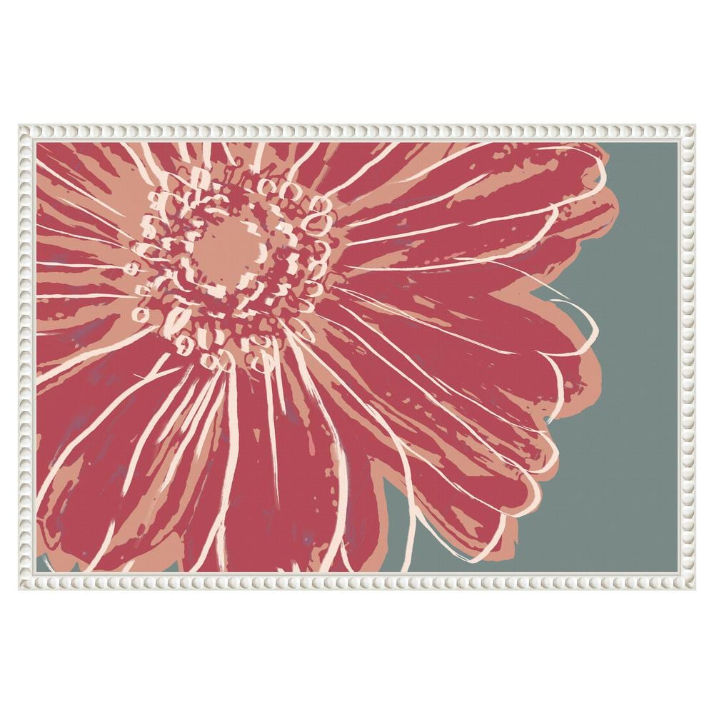 Flower Pop Sketch IV Red Canvas Print with White Floater Frame