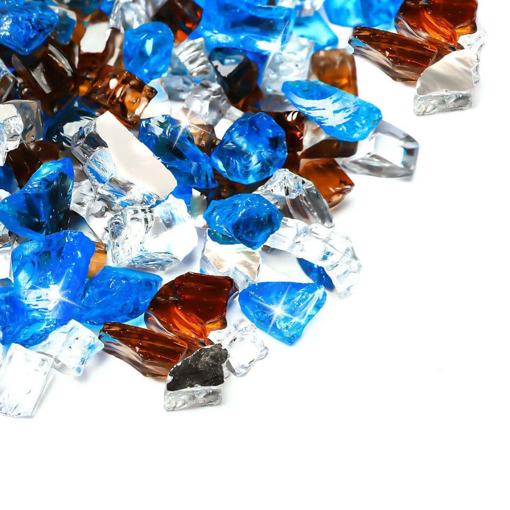 .N/A 0.51 cu. ft. Reflective Fire Glass Copper Blue White for Indoor ...