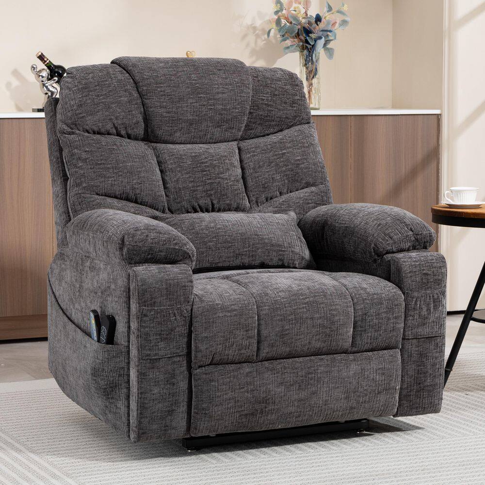 Functional Oversized Comfort Chenille Power Lift Recliner with Wireless Cha