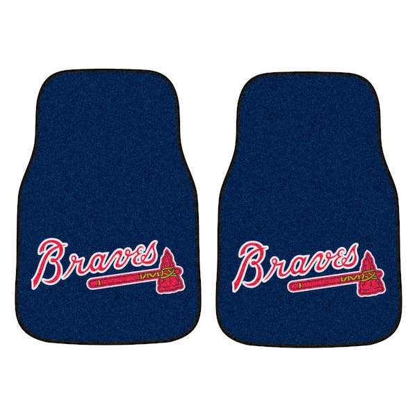 FANMATS Atlanta Braves 17 in. x 27 in. 2-Piece Front Nylon Carpet Car Floor Mat Set