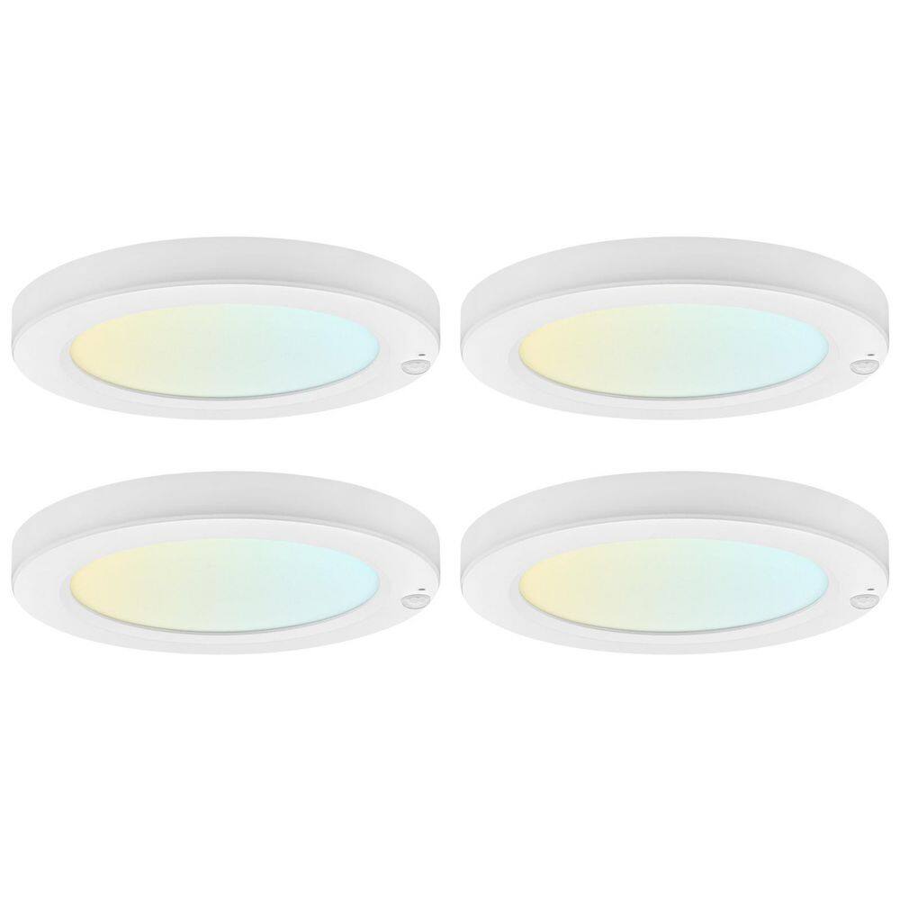 7 In. 1 Light Integrated LED Flush Mount Ceiling Light with Photocell Sensor, 5CCT, 1050LM, 15W, 110º, Wet Rated 4 Pack price history on PriceWatchPro