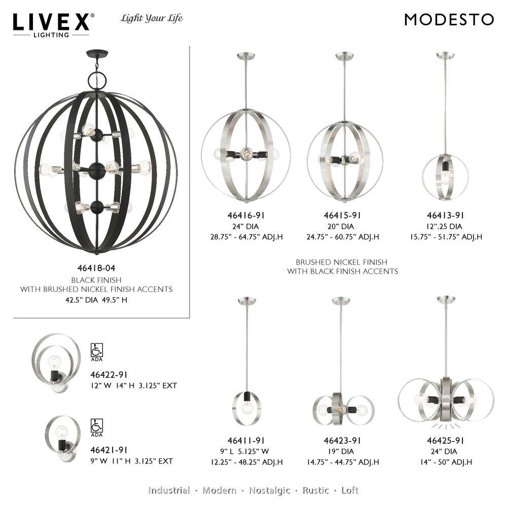 Modesto Mid-Century Modern Brushed Nickel Steel Pendant Light