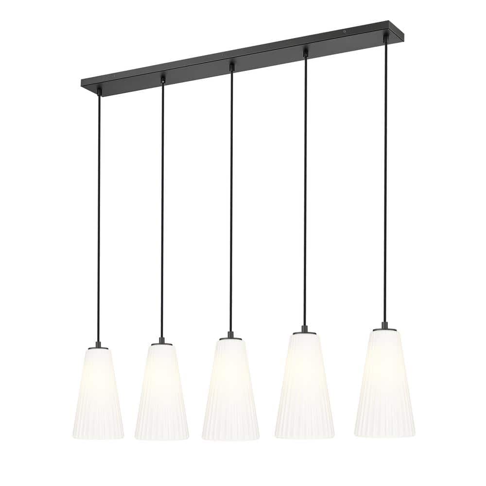 Farrell 5-Light in Matte Black Linear Chandelier with no bulbs included