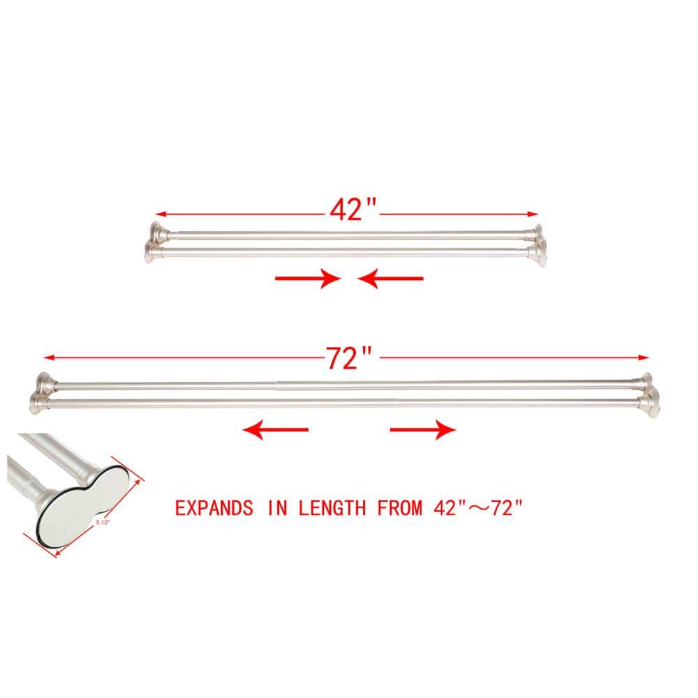 72'' Rustproof Aluminum Tension Shower Curtain Rod with Rubber End Caps