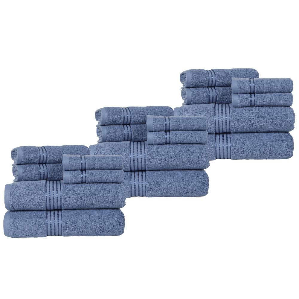 Lavish Home 18Piece Blue Cotton Bath Towel Set 670016B3 The Home Depot