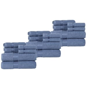 18-Piece Blue Cotton Bath Towel Set