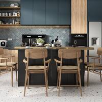 Black Wooden 77.3 in. W Kitchen Island Dining Bar Table With Table Top, Shelves, Door Cabinets