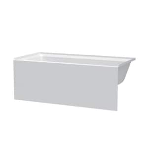 60 in. x 32 in. Acrylic Rectangular Apron Front Soaking Bathtub with Right Drain in White