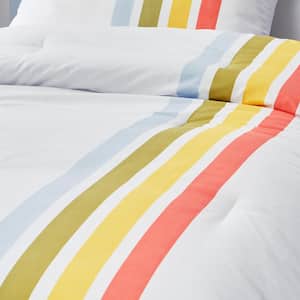 Multi-Color Retro Stripe Microfiber Comforter Set