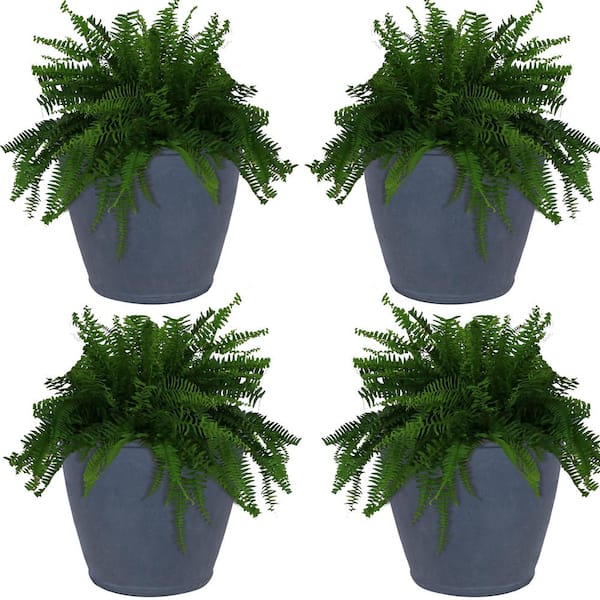 Sunnydaze Anjelica 24 in. Slate Outdoor Resin Flower Pot Planter Slate (4-Pack) - Dark Grey