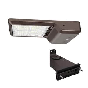175-Watt Equivalent Integrated LED Bronze Area Light with Straight Arm Kit TYPE 3 Adjustable Lumens and CCT