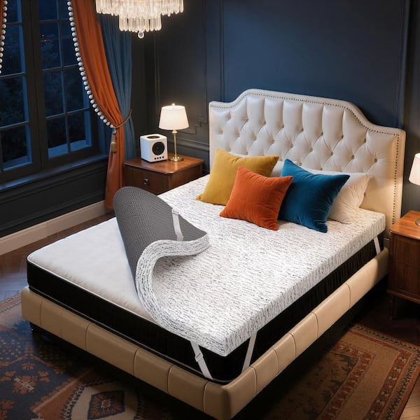 Medium 3 in. Queen Cooling Gel Memory Foam Mattress Topper, Anti-Slip Mesh Backing