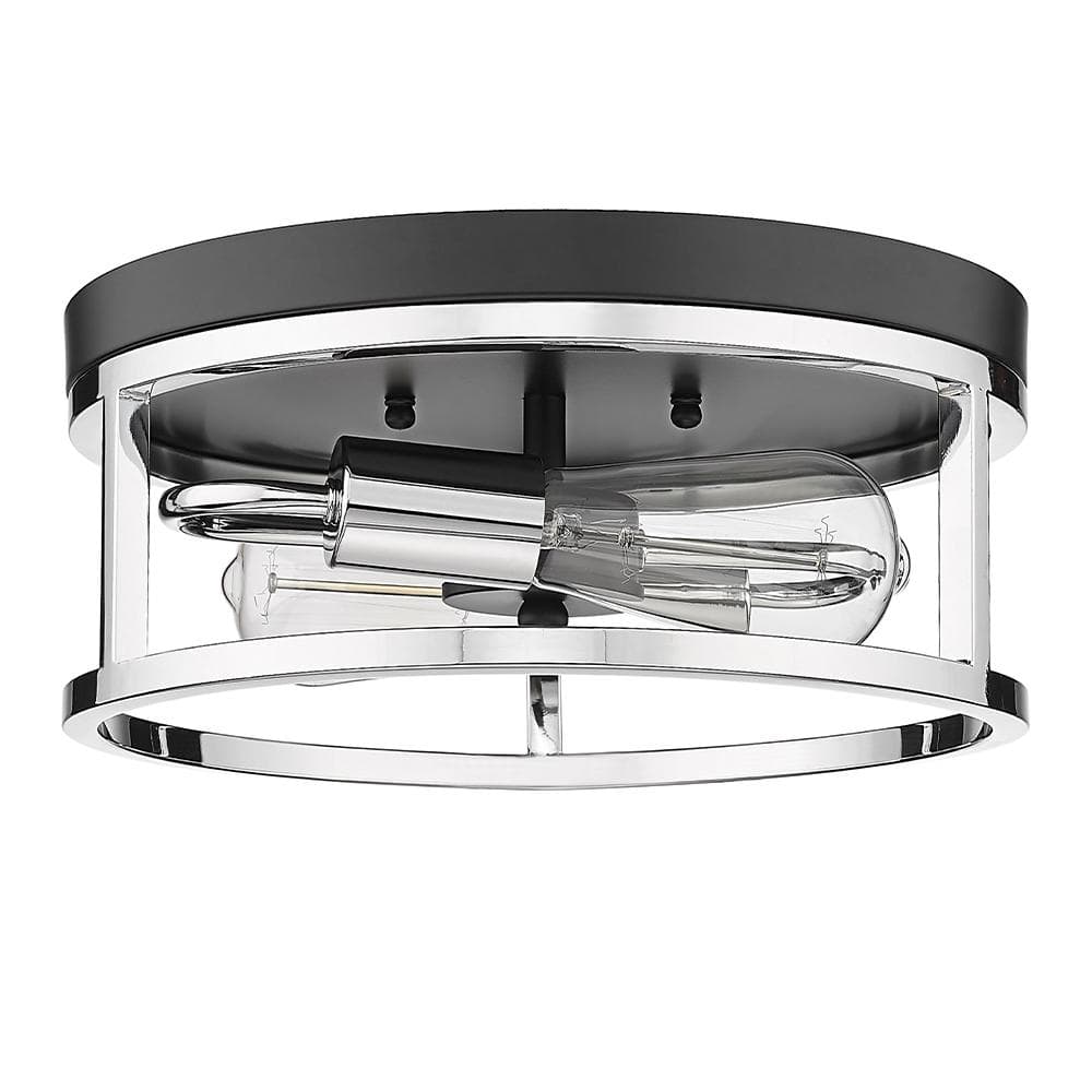 Debra 12 in. 2-Light Black and Chrome Flush Mount