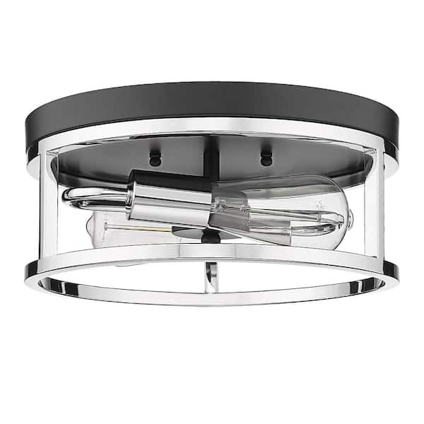 Unbranded Debra 12 in. 2-Light Black and Chrome Flush Mount