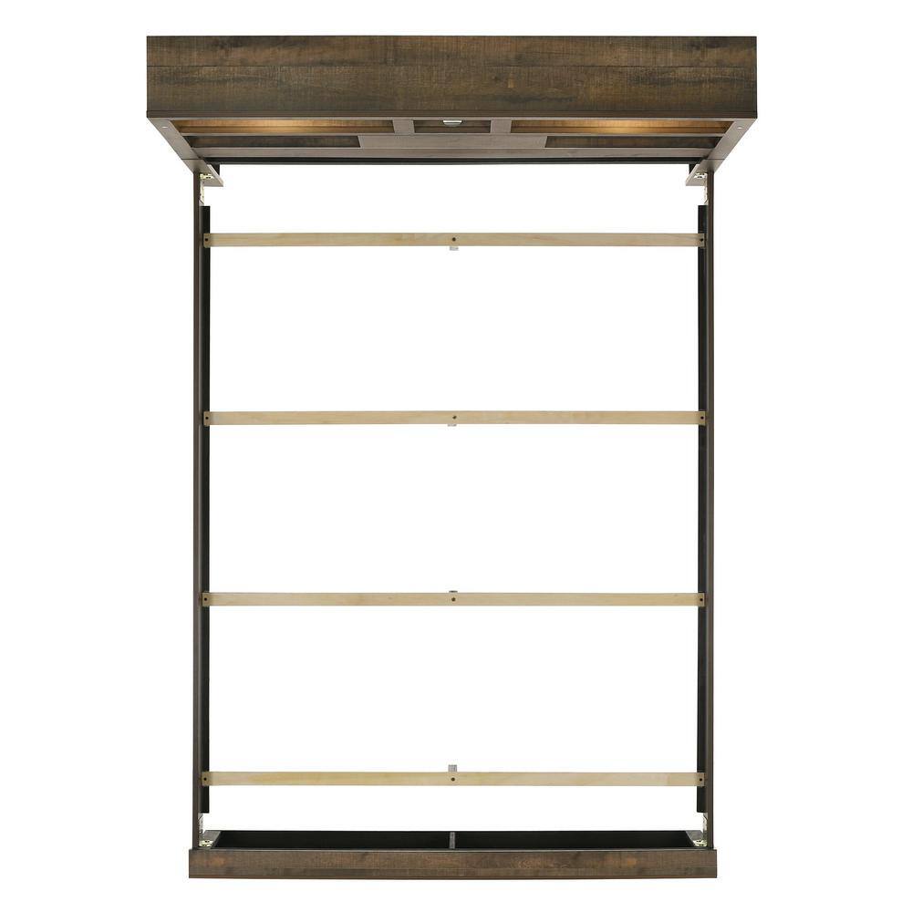 Rustic Pine King Bookcase Bed with Bluetooth and USB Port