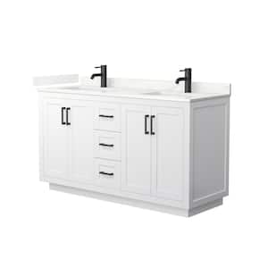 Miranda 60 in. W x 22 in. D x 33.75 in. H Double Bath Vanity in White with Giotto Qt. Top