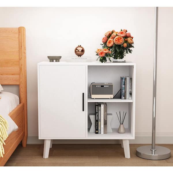 White Sideboard Buffet: Solid Wood Feet, Decorated Doors for Dining and Hallway