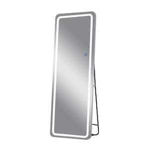 16 in. W x 63 in. H LED Full Length Rectangular Frameless Mirror with Round Corners in Silver