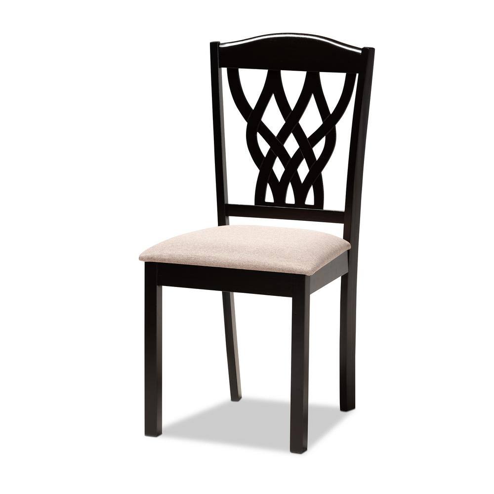 Sand Leather & Dark Brown Wood Low Side Chair with Cane Accent