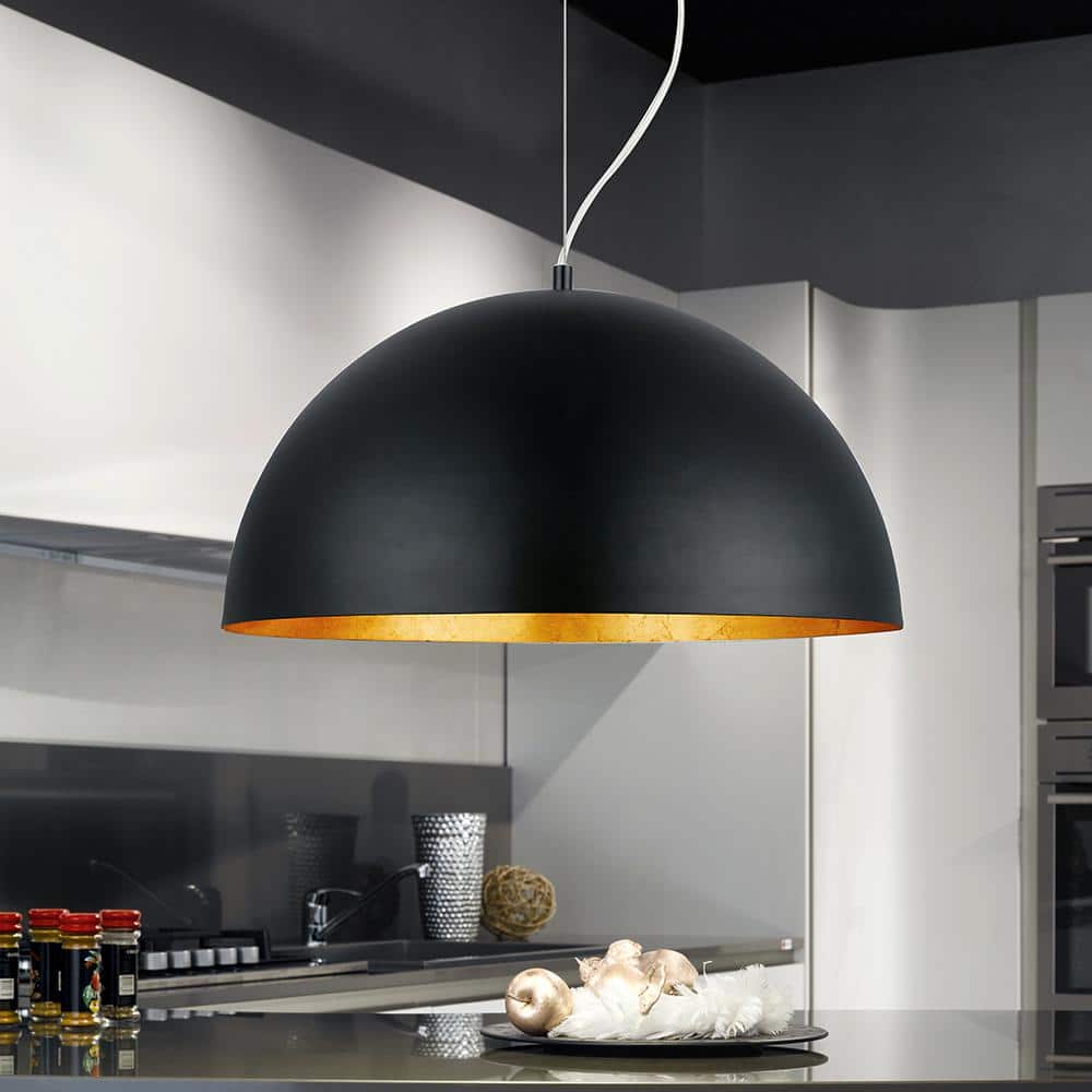 Gaetano 72" Black and Gold LED Bowl Pendant Light
