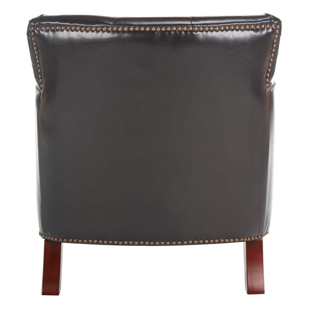 Colin Brown Leather Tufted Accent Chair with Birch Legs
