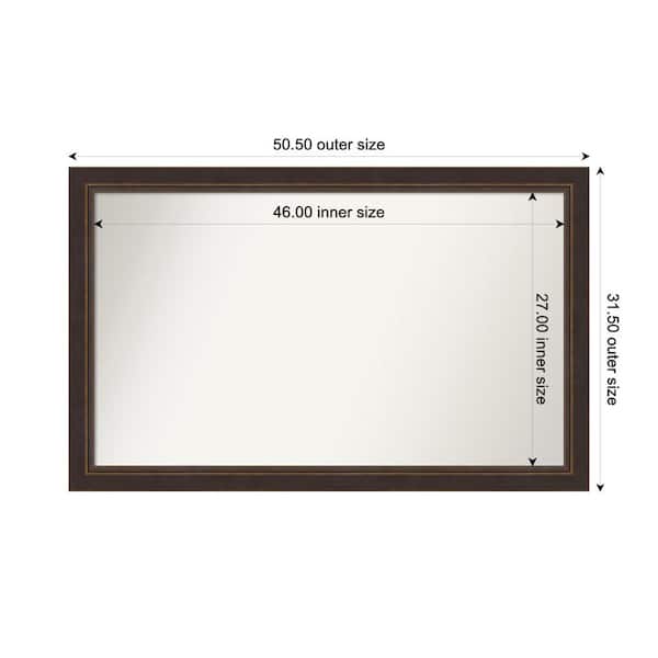 Amanti Art Lara Bronze 50.5 in. x 31.5 in. Custom Non-Beveled Wood FramedBathroom Vanity Wall Mirror