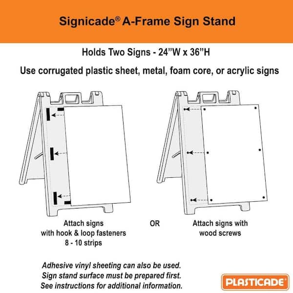 PLASTICADE Signicade 24 in. W x 36 in. H White Plastic Portable