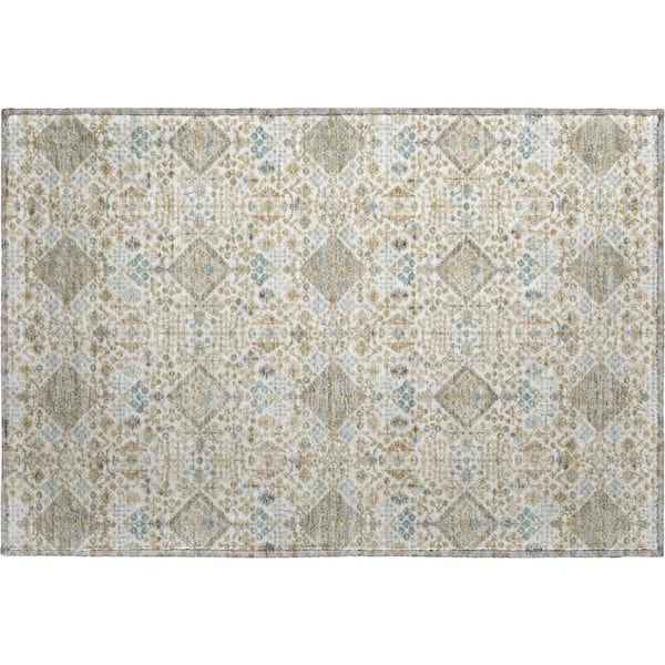 Mayfield Premium Machine Washable Abstract AMF2478 Ivory 2 ft. x 3 ft. Accent Rug