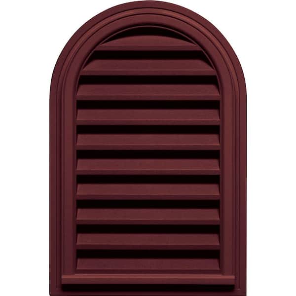Builders Edge 22 in. x 32 in. Round Top Plastic Built-in Screen Gable Louver Vent #078 Wineberry