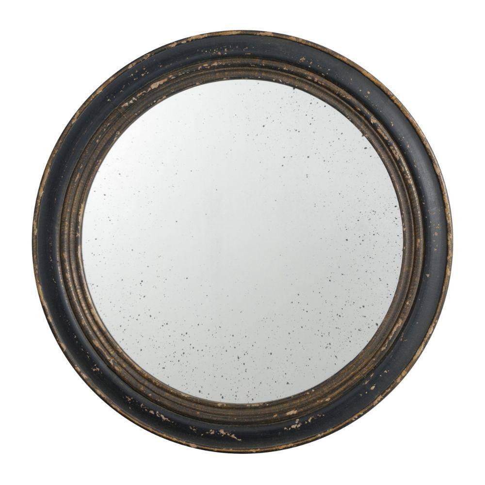 Benjara 23.6 In. W X 23.6 In. H Brown Round Molded Trim Wood Frame Wall ...