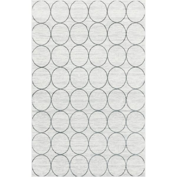 Unique Loom Matrix Trellis Dots White 7 ft. x 10 ft. Area Rug