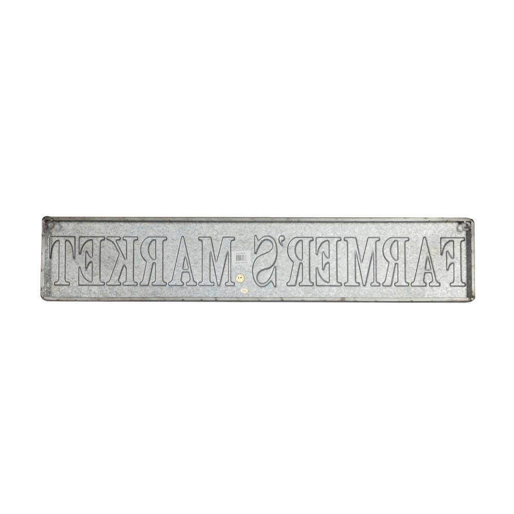 Beige and White Iron Rectangular Farmhouse Wall Sign