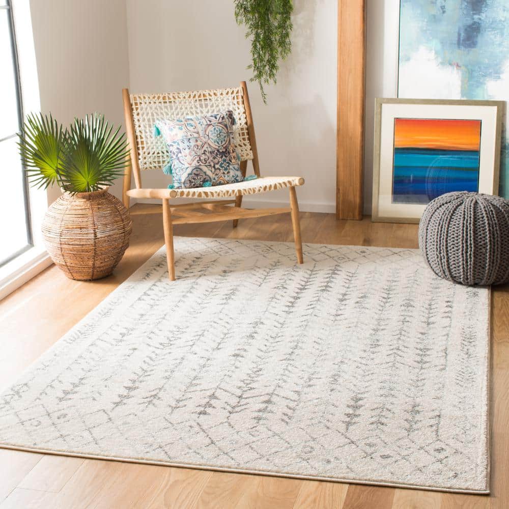 Ivory and Grey Hand-knotted Round Wool Area Rug