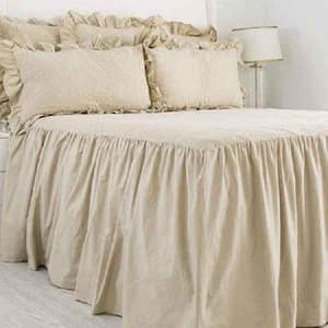 Oma 100% Cotton Ruffle Modern & Contemporary 3 Piece Coverlet / Bedspread Set, Linen, Full/Queen