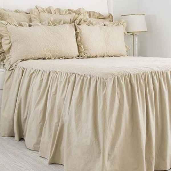James Home Oma 100% Cotton Ruffle Modern & Contemporary 3 Piece Coverlet / Bedspread Set, Linen, Full/Queen