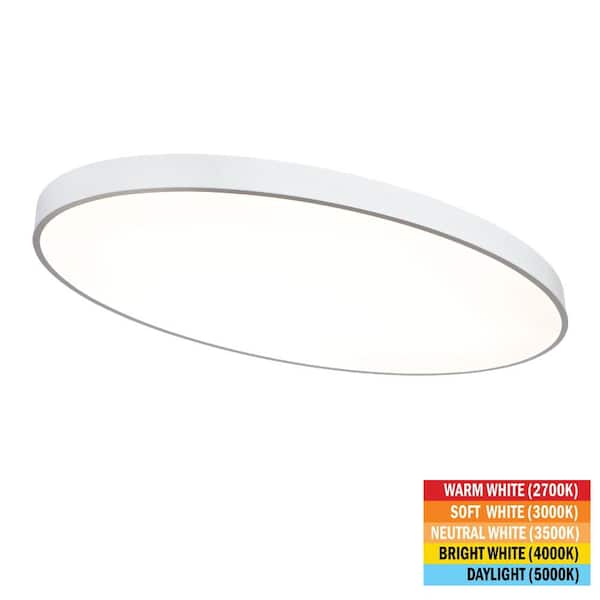 32 in. x 18 in. Oval White LED Flush Mount Ceiling Light Fixture 2700K 3000K 3500K 4000K 5000K 3500 Lumens 52-Watt 120V