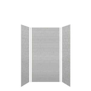 SaraMar 36 in. x 36 in. x 72 in. 3-Piece Easy Up Adhesive Alcove Shower Wall Surround in Grey Beach