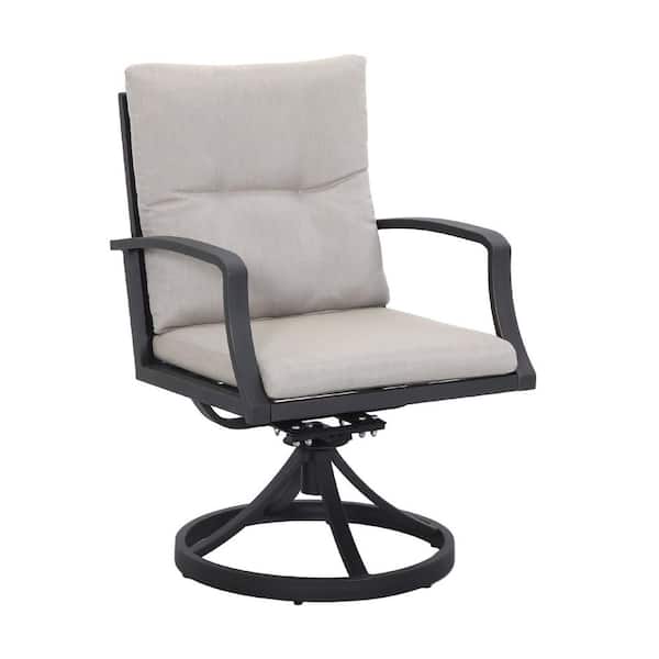 チェア Black Aluminum All Weather Outdoor Swivel Dining Chairs, 360