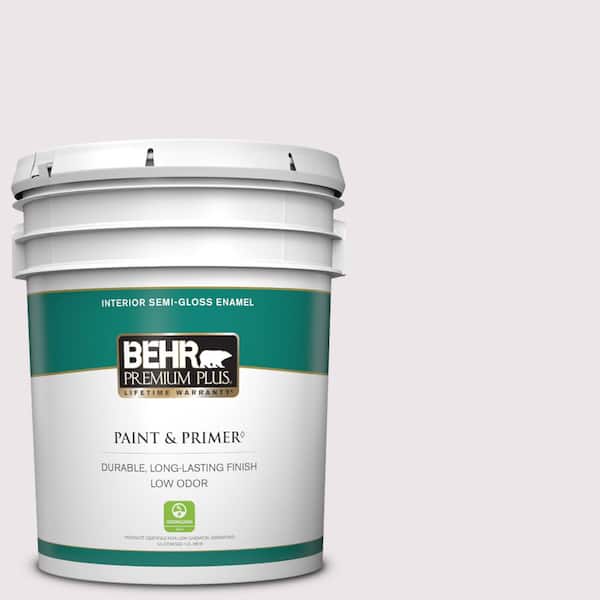 BEHR PREMIUM PLUS 5 gal. #670C-1 November Pink Semi-Gloss Enamel Low Odor Interior Paint & Primer