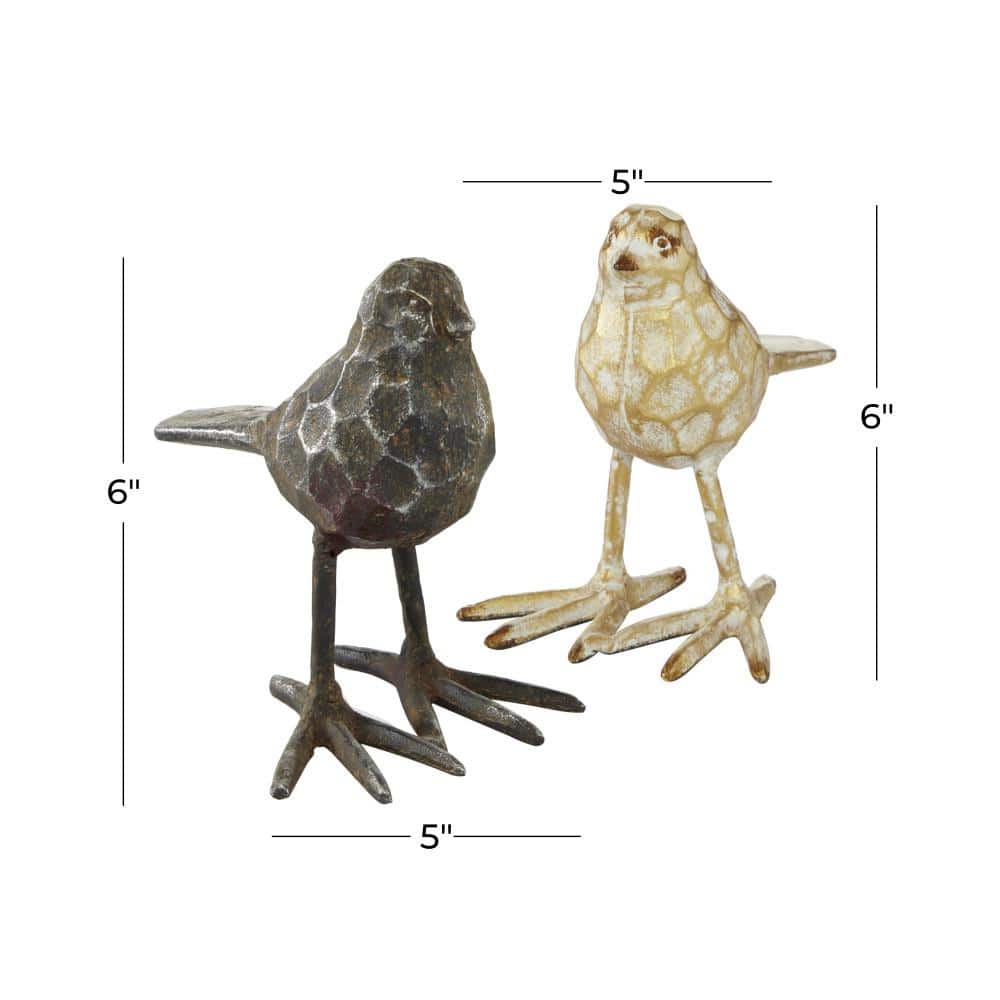 Set of 2 Small Rustic Metal Bird Sculptures