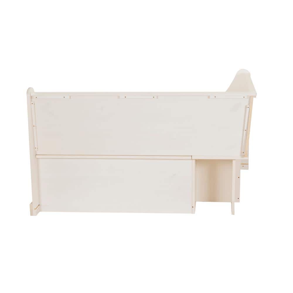 Back view of the white corner nook dining bench.