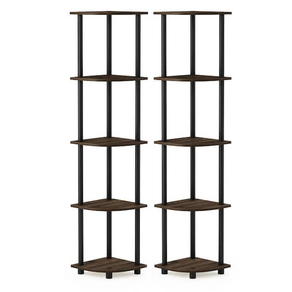 Furinno Turn-N-Tube Columbia Walnut 5-Shelf Corner Open Shelf (2-Pack)