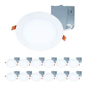 HLBE 6 in. Ultra-Slim Downlight 3000K Fixed CCT New Construction/Remodel Integrated LED Recessed Light Kit 12PK