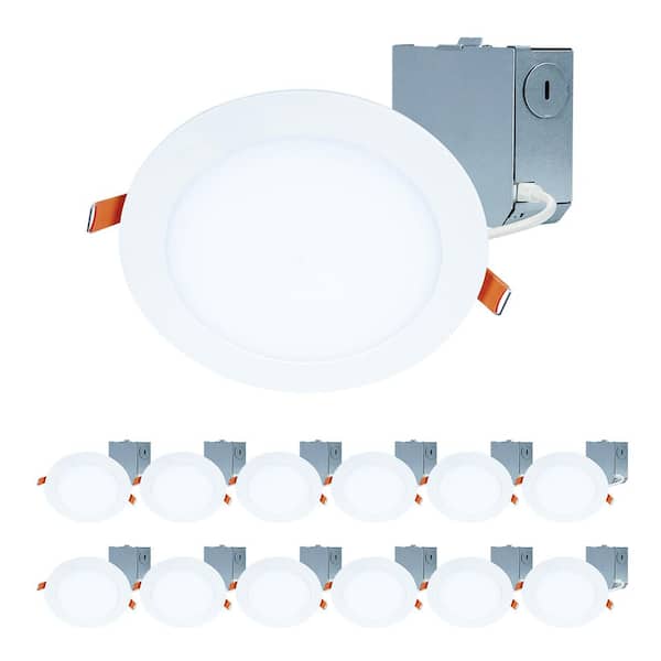 HALO HLBE 6 in. Ultra-Slim Downlight 3000K Fixed CCT New Construction/Remodel Integrated LED Recessed Light Kit 12PK