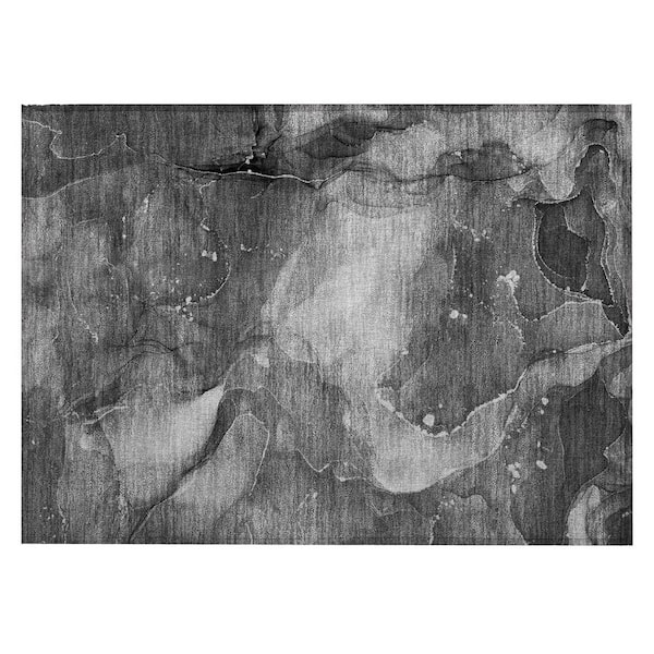Gray 2 ft. x 3 ft. Woven Abstract Polyester Rectangle Indoor/Outdoor Area Rug