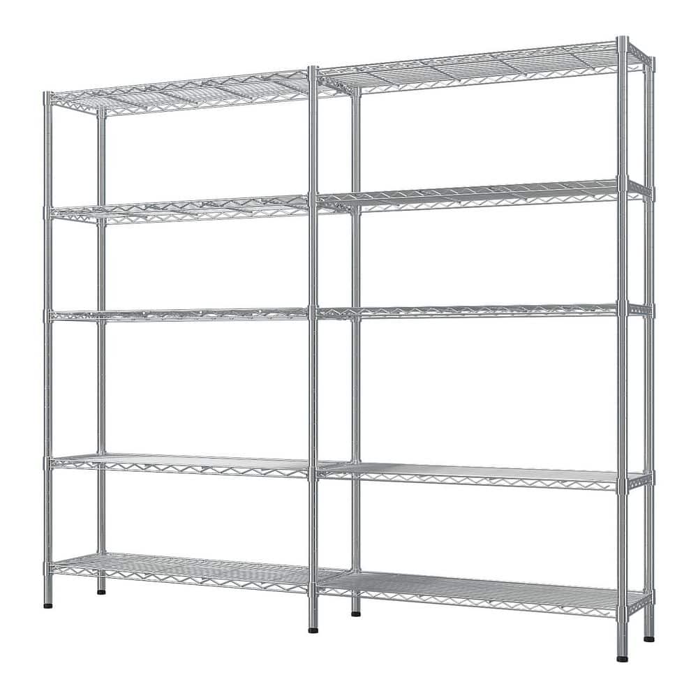 5 Tiers 2 Rows Steel Adjustable Garage Storage Shelving Unit in Chrome (69.69 in. W x 15.75 in. H x 70.87 in. D) price history on PriceWatchPro